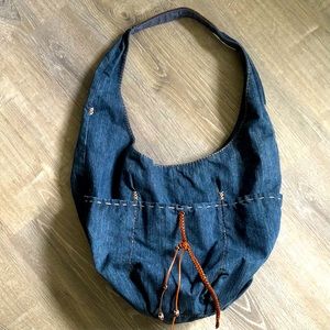 LUCKY Large Hobo Bohemian Denim Shoulder Bag
